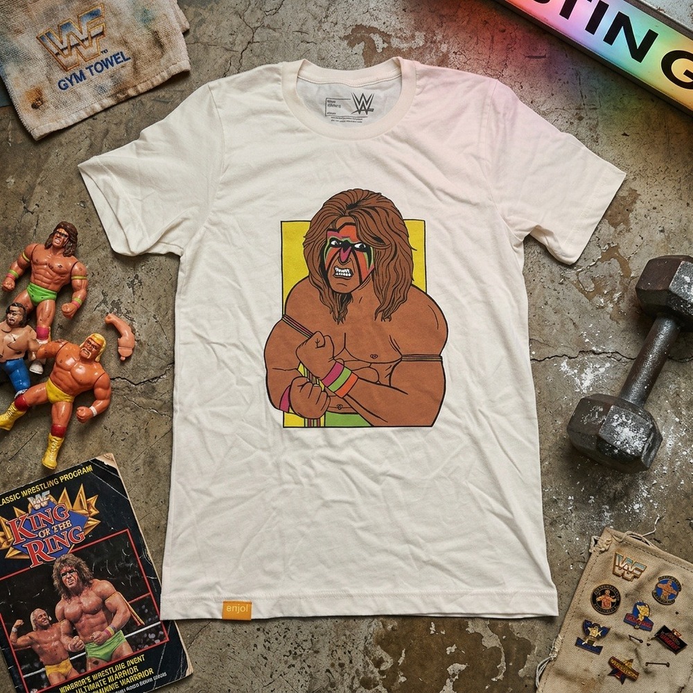 Enjoi x WWE Ultimate Warrior T-Shirt Mens Small White Graphic Skate 2021 NWOT